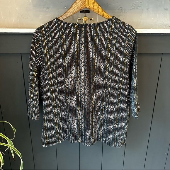 Christopher & Banks Black‎ and Gold Striped Blouse - Picture 3 of 10